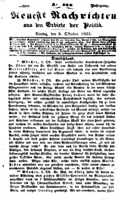 Neueste Nachrichten aus dem Gebiete der Politik (Münchner neueste Nachrichten) Dienstag 9. Oktober 1855