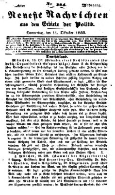 Neueste Nachrichten aus dem Gebiete der Politik (Münchner neueste Nachrichten) Donnerstag 11. Oktober 1855