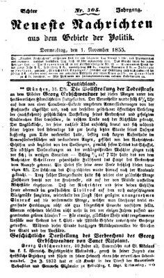 Neueste Nachrichten aus dem Gebiete der Politik (Münchner neueste Nachrichten) Donnerstag 1. November 1855