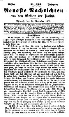 Neueste Nachrichten aus dem Gebiete der Politik (Münchner neueste Nachrichten) Mittwoch 14. November 1855