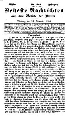 Neueste Nachrichten aus dem Gebiete der Politik (Münchner neueste Nachrichten) Dienstag 20. November 1855