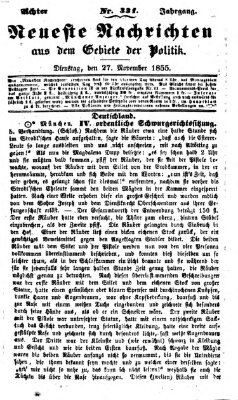 Neueste Nachrichten aus dem Gebiete der Politik (Münchner neueste Nachrichten) Dienstag 27. November 1855