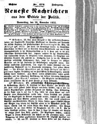 Neueste Nachrichten aus dem Gebiete der Politik (Münchner neueste Nachrichten) Donnerstag 29. November 1855