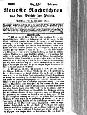 Neueste Nachrichten aus dem Gebiete der Politik (Münchner neueste Nachrichten) Samstag 1. Dezember 1855