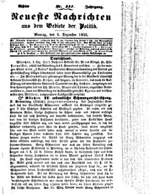 Neueste Nachrichten aus dem Gebiete der Politik (Münchner neueste Nachrichten) Montag 3. Dezember 1855