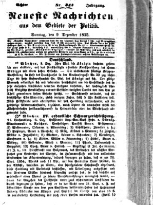 Neueste Nachrichten aus dem Gebiete der Politik (Münchner neueste Nachrichten) Sonntag 9. Dezember 1855