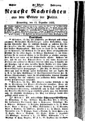 Neueste Nachrichten aus dem Gebiete der Politik (Münchner neueste Nachrichten) Donnerstag 13. Dezember 1855