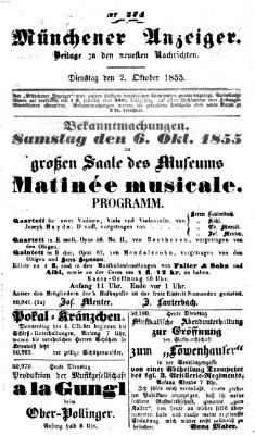 Neueste Nachrichten aus dem Gebiete der Politik (Münchner neueste Nachrichten) Dienstag 2. Oktober 1855