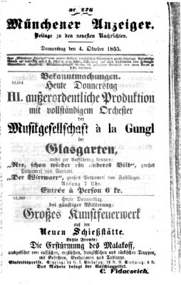 Neueste Nachrichten aus dem Gebiete der Politik (Münchner neueste Nachrichten) Donnerstag 4. Oktober 1855