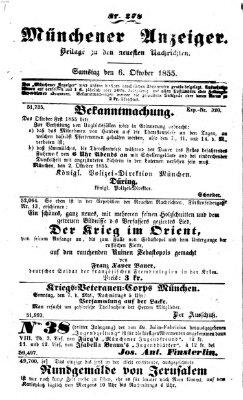 Neueste Nachrichten aus dem Gebiete der Politik (Münchner neueste Nachrichten) Samstag 6. Oktober 1855