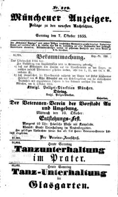 Neueste Nachrichten aus dem Gebiete der Politik (Münchner neueste Nachrichten) Sonntag 7. Oktober 1855