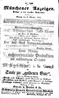 Neueste Nachrichten aus dem Gebiete der Politik (Münchner neueste Nachrichten) Montag 8. Oktober 1855