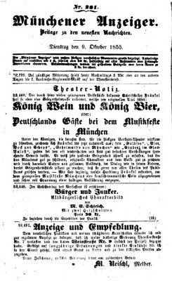 Neueste Nachrichten aus dem Gebiete der Politik (Münchner neueste Nachrichten) Dienstag 9. Oktober 1855