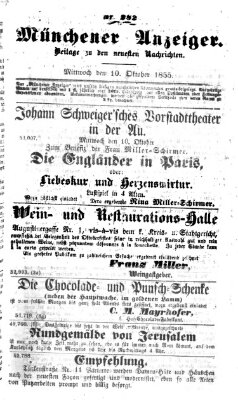 Neueste Nachrichten aus dem Gebiete der Politik (Münchner neueste Nachrichten) Mittwoch 10. Oktober 1855