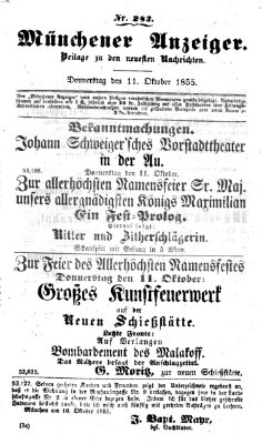 Neueste Nachrichten aus dem Gebiete der Politik (Münchner neueste Nachrichten) Donnerstag 11. Oktober 1855