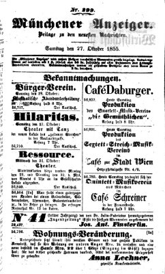 Neueste Nachrichten aus dem Gebiete der Politik (Münchner neueste Nachrichten) Samstag 27. Oktober 1855