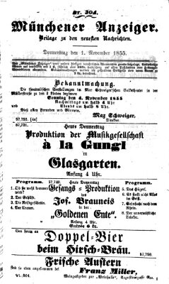 Neueste Nachrichten aus dem Gebiete der Politik (Münchner neueste Nachrichten) Donnerstag 1. November 1855