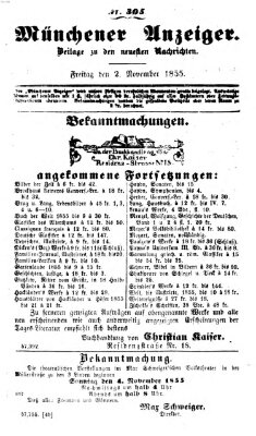 Neueste Nachrichten aus dem Gebiete der Politik (Münchner neueste Nachrichten) Freitag 2. November 1855