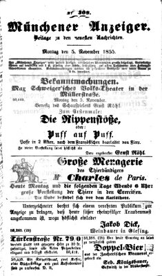 Neueste Nachrichten aus dem Gebiete der Politik (Münchner neueste Nachrichten) Montag 5. November 1855