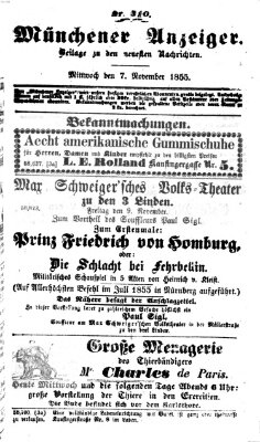 Neueste Nachrichten aus dem Gebiete der Politik (Münchner neueste Nachrichten) Mittwoch 7. November 1855