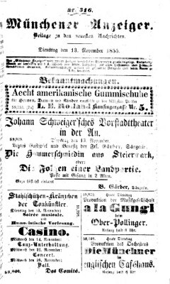 Neueste Nachrichten aus dem Gebiete der Politik (Münchner neueste Nachrichten) Dienstag 13. November 1855