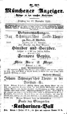 Neueste Nachrichten aus dem Gebiete der Politik (Münchner neueste Nachrichten) Dienstag 27. November 1855