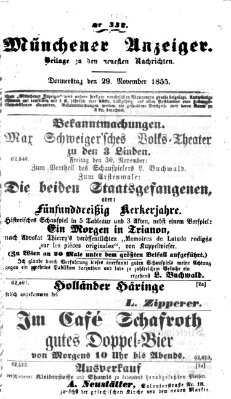 Neueste Nachrichten aus dem Gebiete der Politik (Münchner neueste Nachrichten) Donnerstag 29. November 1855