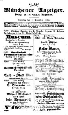 Neueste Nachrichten aus dem Gebiete der Politik (Münchner neueste Nachrichten) Samstag 1. Dezember 1855