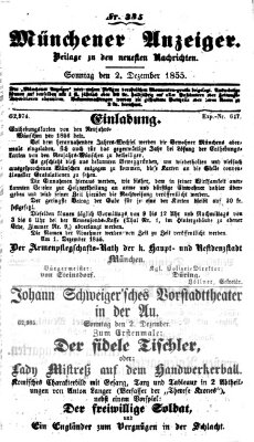 Neueste Nachrichten aus dem Gebiete der Politik (Münchner neueste Nachrichten) Sonntag 2. Dezember 1855