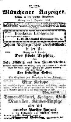 Neueste Nachrichten aus dem Gebiete der Politik (Münchner neueste Nachrichten) Montag 3. Dezember 1855