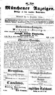 Neueste Nachrichten aus dem Gebiete der Politik (Münchner neueste Nachrichten) Mittwoch 5. Dezember 1855