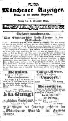 Neueste Nachrichten aus dem Gebiete der Politik (Münchner neueste Nachrichten) Freitag 7. Dezember 1855