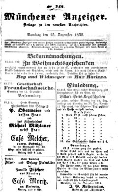 Neueste Nachrichten aus dem Gebiete der Politik (Münchner neueste Nachrichten) Samstag 15. Dezember 1855