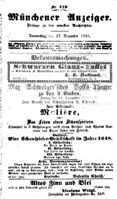 Neueste Nachrichten aus dem Gebiete der Politik (Münchner neueste Nachrichten) Donnerstag 27. Dezember 1855