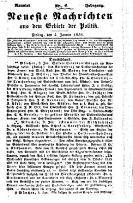 Neueste Nachrichten aus dem Gebiete der Politik (Münchner neueste Nachrichten) Freitag 4. Januar 1856