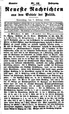 Neueste Nachrichten aus dem Gebiete der Politik (Münchner neueste Nachrichten) Donnerstag 7. Februar 1856