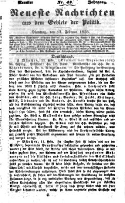 Neueste Nachrichten aus dem Gebiete der Politik (Münchner neueste Nachrichten) Dienstag 12. Februar 1856