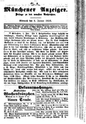 Neueste Nachrichten aus dem Gebiete der Politik (Münchner neueste Nachrichten) Mittwoch 2. Januar 1856