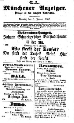 Neueste Nachrichten aus dem Gebiete der Politik (Münchner neueste Nachrichten) Sonntag 6. Januar 1856