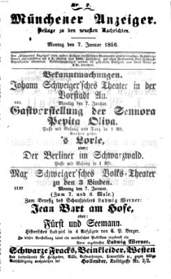 Neueste Nachrichten aus dem Gebiete der Politik (Münchner neueste Nachrichten) Montag 7. Januar 1856