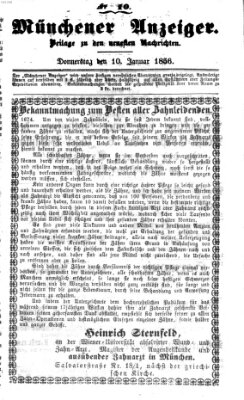 Neueste Nachrichten aus dem Gebiete der Politik (Münchner neueste Nachrichten) Donnerstag 10. Januar 1856