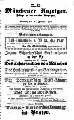 Neueste Nachrichten aus dem Gebiete der Politik (Münchner neueste Nachrichten) Sonntag 20. Januar 1856