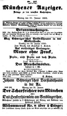 Neueste Nachrichten aus dem Gebiete der Politik (Münchner neueste Nachrichten) Montag 21. Januar 1856