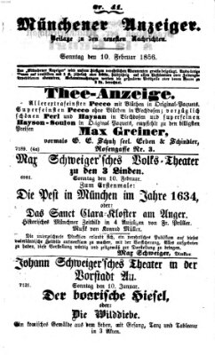 Neueste Nachrichten aus dem Gebiete der Politik (Münchner neueste Nachrichten) Sonntag 10. Februar 1856