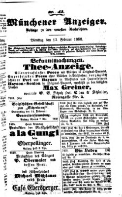 Neueste Nachrichten aus dem Gebiete der Politik (Münchner neueste Nachrichten) Dienstag 12. Februar 1856