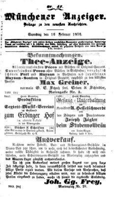 Neueste Nachrichten aus dem Gebiete der Politik (Münchner neueste Nachrichten) Samstag 16. Februar 1856