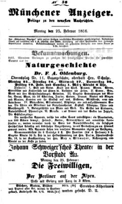 Neueste Nachrichten aus dem Gebiete der Politik (Münchner neueste Nachrichten) Montag 25. Februar 1856