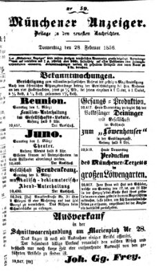 Neueste Nachrichten aus dem Gebiete der Politik (Münchner neueste Nachrichten) Donnerstag 28. Februar 1856