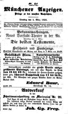 Neueste Nachrichten aus dem Gebiete der Politik (Münchner neueste Nachrichten) Dienstag 4. März 1856