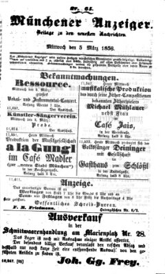 Neueste Nachrichten aus dem Gebiete der Politik (Münchner neueste Nachrichten) Mittwoch 5. März 1856